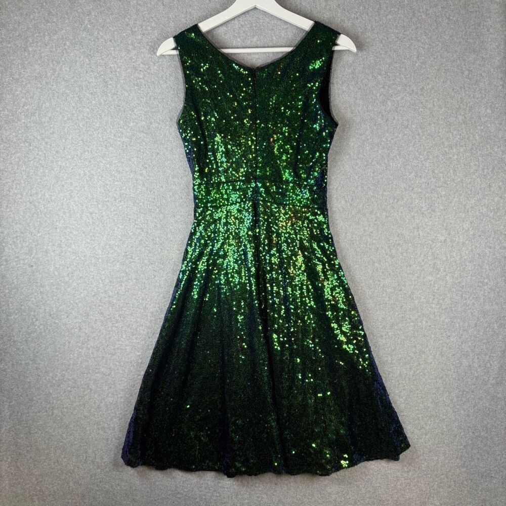 Grace Karin Womens Small All Over Sequin Fit & Flare Sleeveless Dress Green NWT - Picture 5 of 10